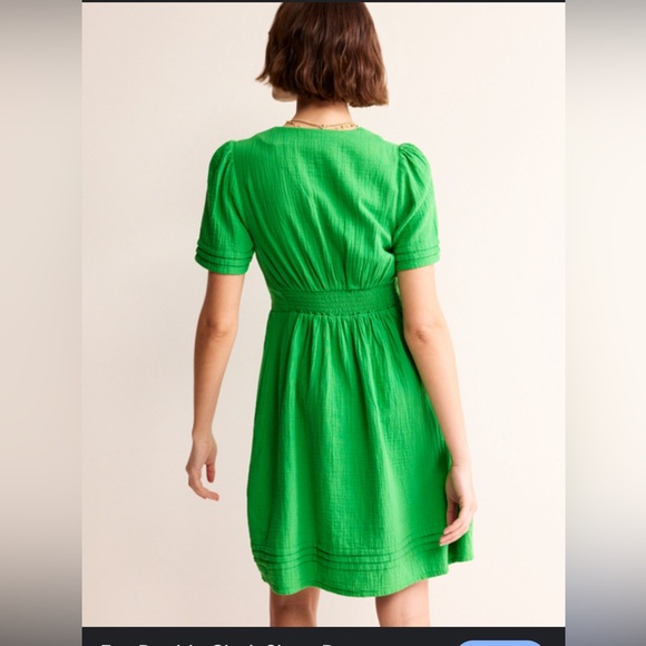Boden Eve Double Cloth Short Dress Kelly Green Size 8L US Linen Dress - Picture 2 of 5